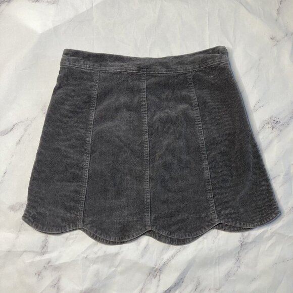 Altar’d State Gray Corduroy Skirt Womens Size Small Mini Scalloped Tulip Hem F56 - Picture 1 of 3